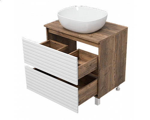 Заказать DAKOTA - 70 Тумба напольная 2 ящ.  (ДСП (Дуб Гал/ Белый) в магазине сантехники Santeh-Crystal.ru