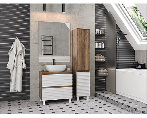 Заказать DAKOTA - 70 Тумба напольная 2 ящ.  (ДСП (Дуб Гал/ Белый) в магазине сантехники Santeh-Crystal.ru