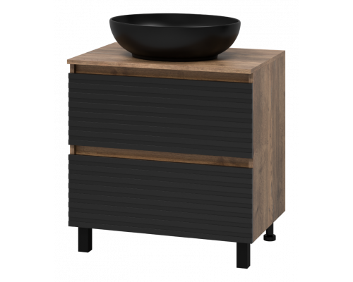 Купить DAKOTA - 70 Тумба напольная 2 ящ.  (ДСП (Дуб Гал. Черный кварц) в магазине сантехники Santeh-Crystal.ru