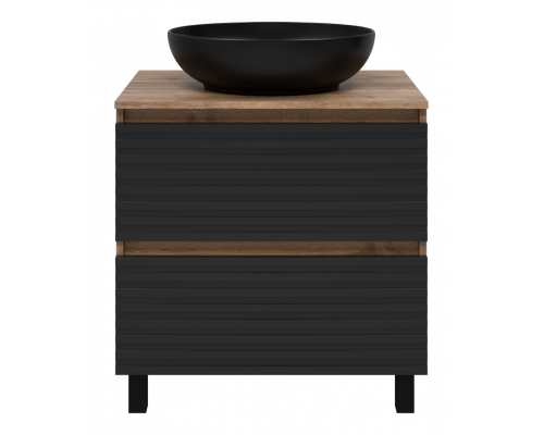 Купить DAKOTA - 70 Тумба напольная 2 ящ.  (ДСП (Дуб Гал. Черный кварц) в магазине сантехники Santeh-Crystal.ru