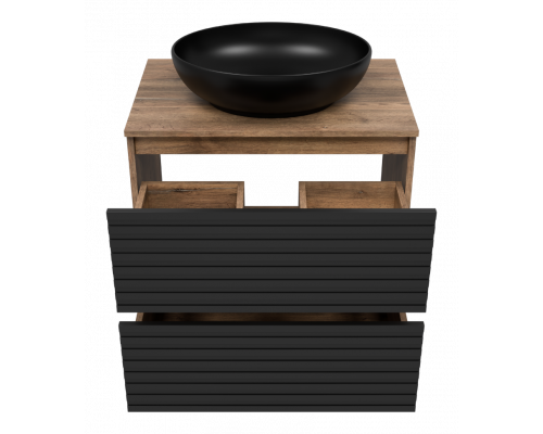 Купить DAKOTA - 70 Тумба напольная 2 ящ.  (ДСП (Дуб Гал. Черный кварц) в магазине сантехники Santeh-Crystal.ru