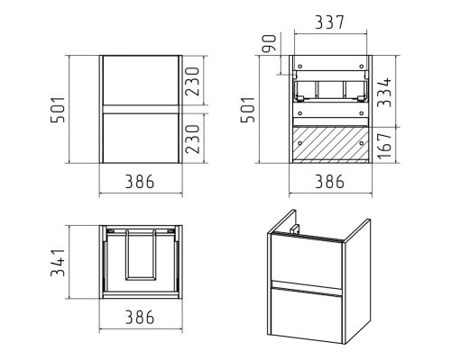 Купить Алиса - 40 тумба 2 ящ. подвесная белая эмаль в магазине сантехники Santeh-Crystal.ru