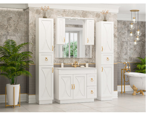 Заказать Амбра -100 зеркало-шкаф (свет) белое в магазине сантехники Santeh-Crystal.ru