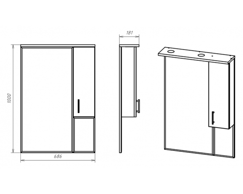 Заказать Амбра - 70 зеркало-шкаф прав. (свет) в магазине сантехники Santeh-Crystal.ru