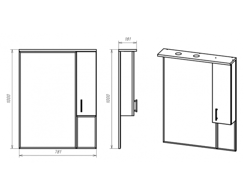 Приобрести Амбра - 80 зеркало-шкаф прав. (свет) в магазине сантехники Santeh-Crystal.ru