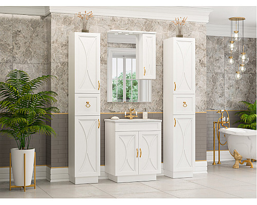 Купить Амбра - 35 Пенал левый белый в магазине сантехники Santeh-Crystal.ru