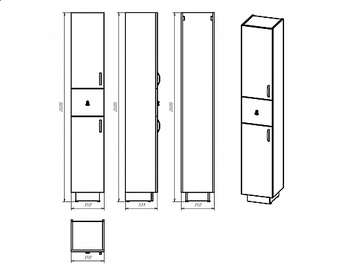 Купить Амбра - 35 Пенал левый белый в магазине сантехники Santeh-Crystal.ru