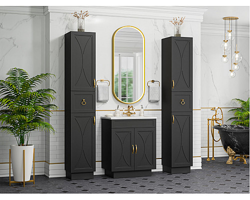 Заказать Амбра - 35 Пенал левый черный матовый в магазине сантехники Santeh-Crystal.ru