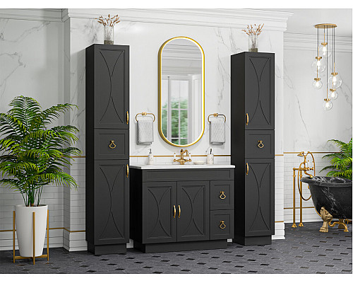 Заказать Амбра - 35 Пенал левый черный матовый в магазине сантехники Santeh-Crystal.ru