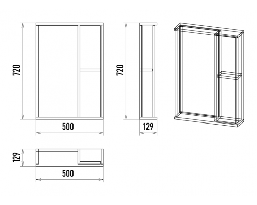 Приобрести Кедр - 50 Зеркало с 1 шк. правый в магазине сантехники Santeh-Crystal.ru