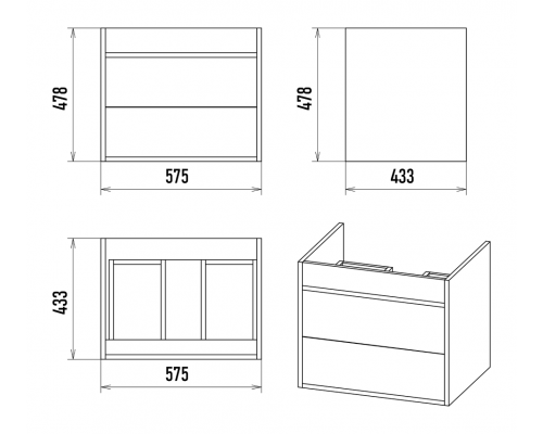 Заказать Кедр - 60 Тумба подвесная с 2 ящ. в магазине сантехники Santeh-Crystal.ru