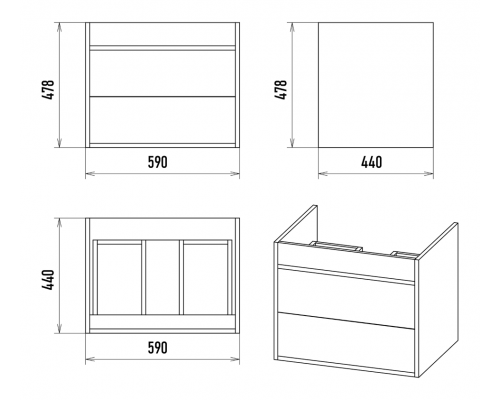 Заказать Кедр - 60 Тумба подвесная с 2 ящ. в магазине сантехники Santeh-Crystal.ru