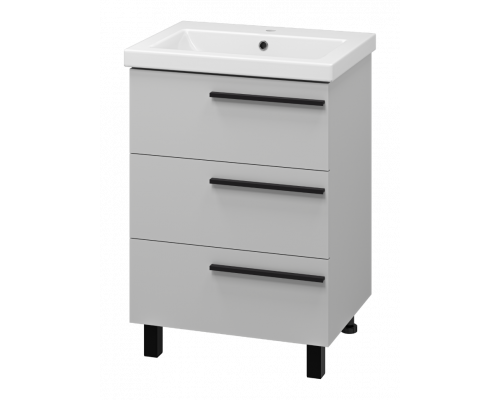 Купить Ненси - 60 Тумба напольная  3 ящ. серая мат. эмаль в магазине сантехники Santeh-Crystal.ru