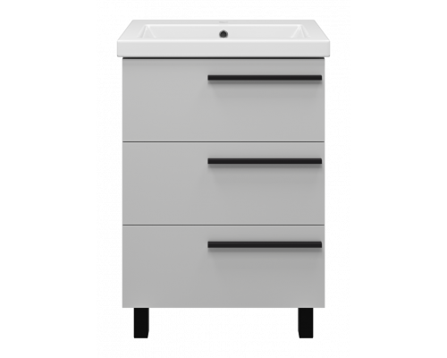 Купить Ненси - 60 Тумба напольная  3 ящ. серая мат. эмаль в магазине сантехники Santeh-Crystal.ru