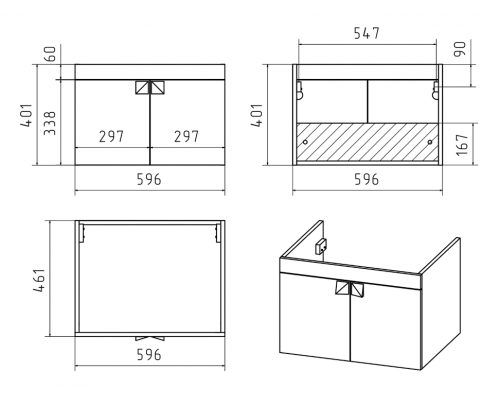 Купить Сахара - 60 Тумба прямая подвесная белая в магазине сантехники Santeh-Crystal.ru