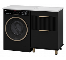 ENFIDA - 60 Тумба напольная 2 ящ. под стир. машину, черная мат. эмаль (Энфида)