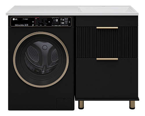 Приобрести ENFIDA - 60 Тумба напольная 2 ящ. под стир. машину, черная мат. эмаль (Энфида) / раковина правая в магазине сантехники Santeh-Crystal.ru