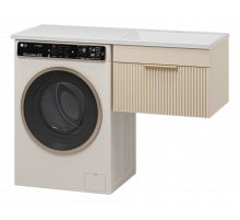 ENFIDA - 60 Тумба подвесная 1 ящ. под стир. машину, бежевая мат. эмаль (Энфида) / раковина правая