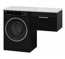 ENFIDA - 60 Тумба подвесная 1 ящ. под стир. машину, черная мат. эмаль (Энфида) / раковина правая