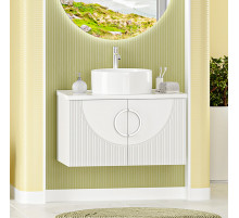 Ярина - 80 Тумба подвесная 2 дв. белая мат. эмаль / столешница / раковина