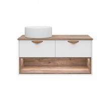 BERGEN -105 Тумба подвесная 2 ящ. (ДСП (Дуб Гал/БЕЛ мат.эмаль)