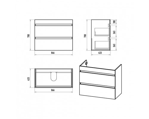 Заказать Мира - 90 Тумба напольная с 2 ящ.эмаль в магазине сантехники Santeh-Crystal.ru