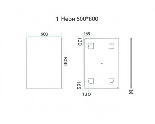 Приобрести 1 Неон - Зеркало LED  600х800 сенсор на зеркале  (прямоугольное) в магазине сантехники Santeh-Crystal.ru