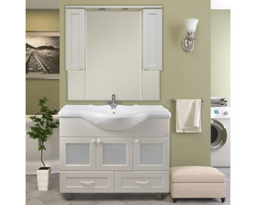 Приобрести Латте -105 зеркало-шкаф бежевая эмаль в магазине сантехники Santeh-Crystal.ru