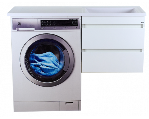 Приобрести Фостер - 55 Тумба подвесная с 2 ящ. под стиральную машину, белая / раковина правая в магазине сантехники Santeh-Crystal.ru