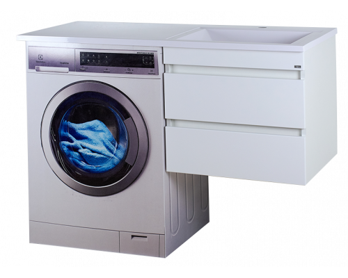 Приобрести Фостер - 55 Тумба подвесная с 2 ящ. под стиральную машину, белая / раковина правая в магазине сантехники Santeh-Crystal.ru