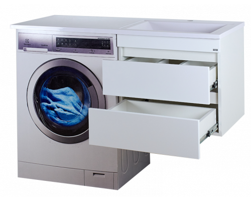 Приобрести Фостер - 55 Тумба подвесная с 2 ящ. под стиральную машину, белая / раковина правая в магазине сантехники Santeh-Crystal.ru