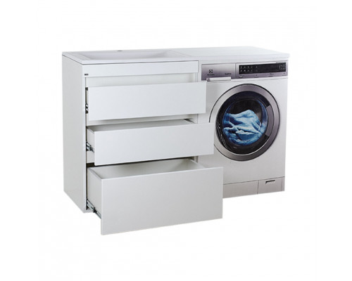 Заказать Фостер - 70 Тумба напольная 3 ящ. под стиральную машину, белая / раковина левая в магазине сантехники Santeh-Crystal.ru
