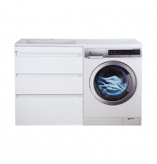 Фостер - 70 Тумба напольная 3 ящ. под стиральную машину, белая / раковина левая