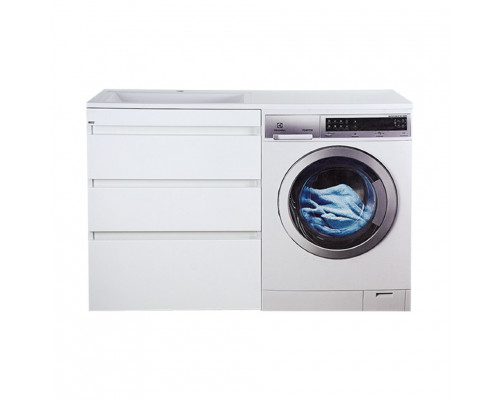 Заказать Фостер - 70 Тумба напольная 3 ящ. под стиральную машину, белая / раковина левая в магазине сантехники Santeh-Crystal.ru