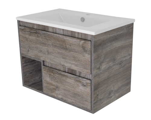 Купить Темза - 75 Тумба подвесная с 2 ящиками и нишей (цвет Сосна Пасадена) в магазине сантехники Santeh-Crystal.ru