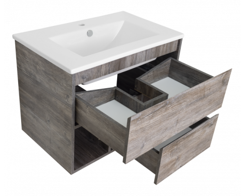 Купить Темза - 75 Тумба подвесная с 2 ящиками и нишей (цвет Сосна Пасадена) в магазине сантехники Santeh-Crystal.ru