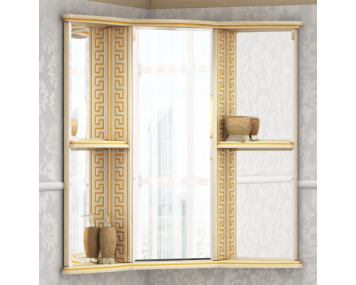 Приобрести Olimpia LUX  - 60 Зеркало - шкаф угловое прав. бежевое патина в магазине сантехники Santeh-Crystal.ru