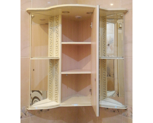 Приобрести Olimpia LUX  - 60 Зеркало - шкаф угловое прав. бежевое патина в магазине сантехники Santeh-Crystal.ru