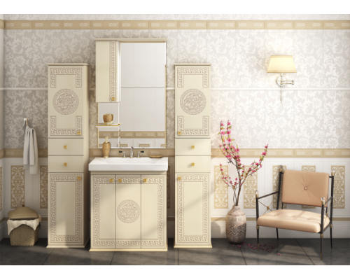 Приобрести Olimpia LUX  - 90  Зеркало-шкаф лев.(свет) бежевое патина в магазине сантехники Santeh-Crystal.ru