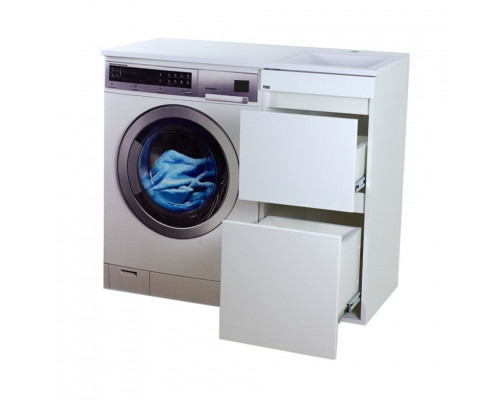 Заказать Фостер - 40 Тумба напольная 2 ящ. под стиральную машину, белая / раковина правая в магазине сантехники Santeh-Crystal.ru