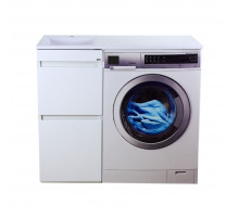 Фостер - 40 Тумба напольная 2 ящ. под стиральную машину, белая / раковина левая