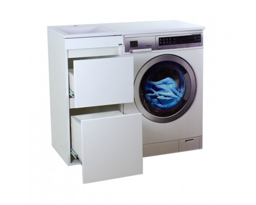 Приобрести Фостер - 40 Тумба напольная 2 ящ. под стиральную машину, белая / раковина левая в магазине сантехники Santeh-Crystal.ru