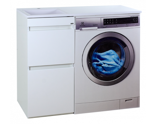 Приобрести Фостер - 40 Тумба напольная 2 ящ. под стиральную машину, белая / раковина левая в магазине сантехники Santeh-Crystal.ru