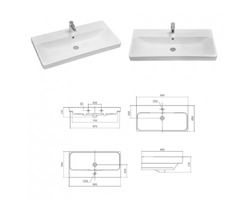 Купить Адриана - 90 полный комплект левое зеркало в магазине сантехники Santeh-Crystal.ru