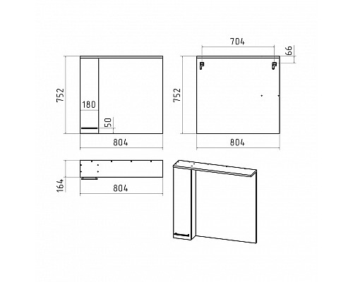 Заказать Крафт - 80 полный комплект левое зеркало в магазине сантехники Santeh-Crystal.ru