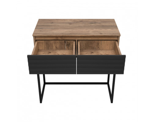 ДАКОТА - 80 Консоль напольная 2 ящ. (ДСП (Дуб Гал. Черный кварц) / каркас