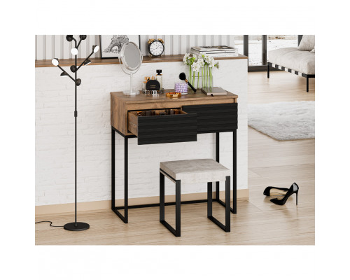ДАКОТА - 80 Консоль напольная 2 ящ. (ДСП (Дуб Гал. Черный кварц) / каркас