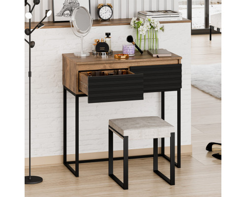 ДАКОТА - 80 Консоль напольная 2 ящ. (ДСП (Дуб Гал. Черный кварц) / каркас