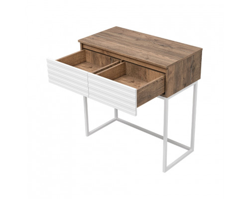 ДАКОТА - 80 Консоль напольная 2 ящ. (ДСП (Дуб Гал. Белый) корпус / каркас