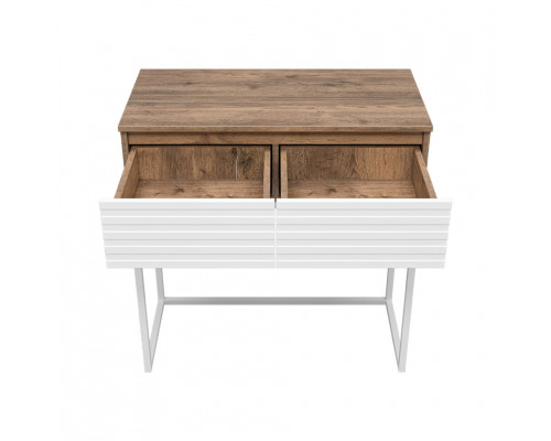 ДАКОТА - 80 Консоль напольная 2 ящ. (ДСП (Дуб Гал. Белый) корпус / каркас